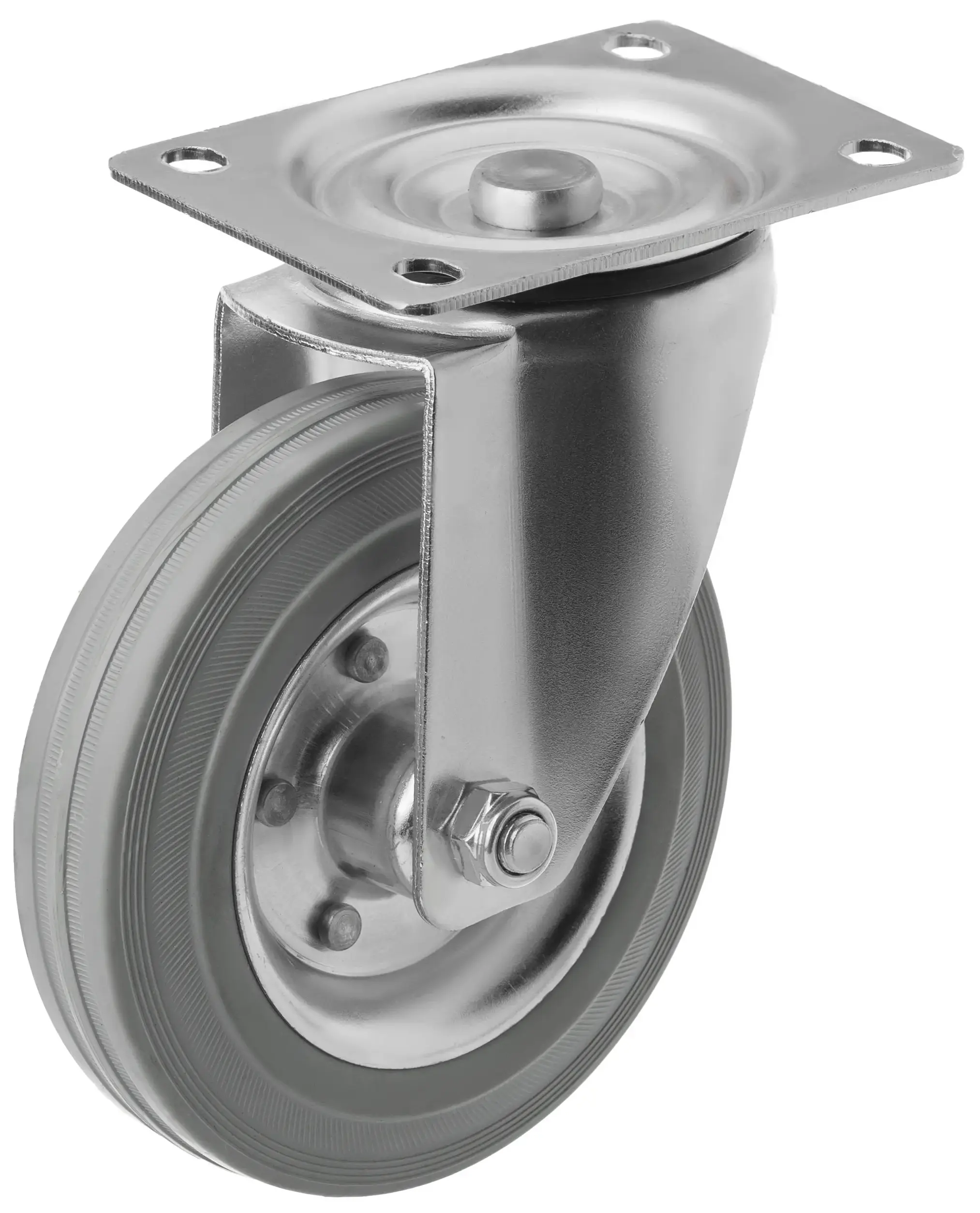 Промышленное поворотное колесо 160 мм (площадка, серая резина, роликоподшипник) — SC 63 f