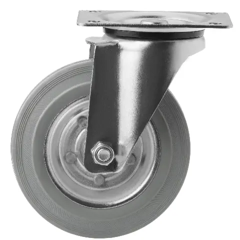 Промышленное поворотное колесо 160 мм (площадка, серая резина, роликоподшипник) — SC 63 f