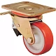 Полиуретановое колесо поворотное с с тормозом ZB 150 мм, 550 кг (обод - полиамид, площадка, шарикоподшипник)
