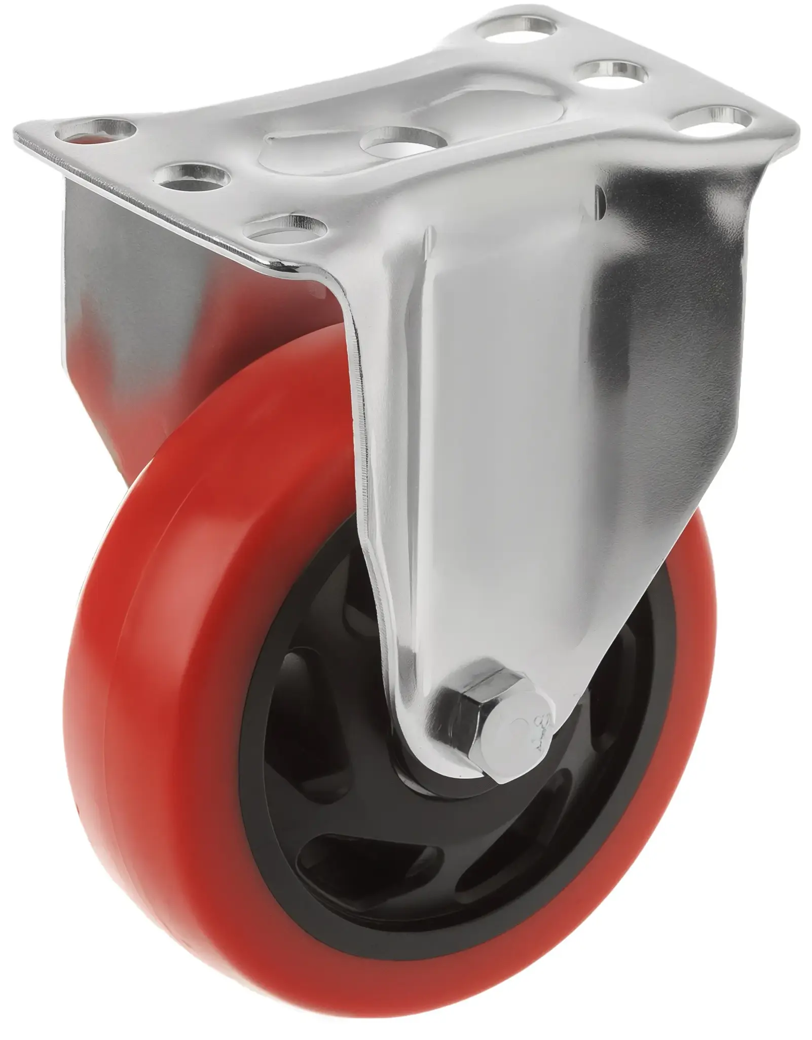 Полиуретановое красное колесо 100 мм (неповоротная площадка, двойной шарикоподшипник) - 330100F