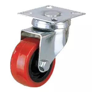 Мебельное красное колесо, диаметр 50мм, крепление площадка, поливинилхлорид, полипропиленовый обод, подшипник - SCpv 25