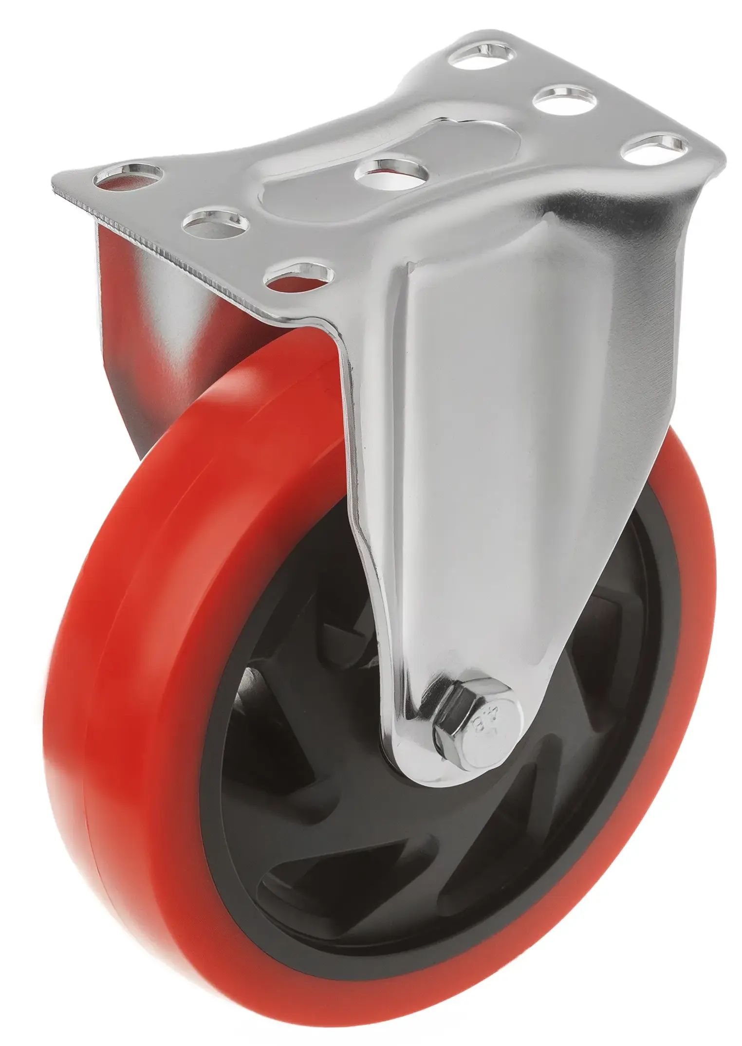 Полиуретановое красное колесо 125 мм (неповоротная площадка, двойной шарикоподшипник) - 330125F