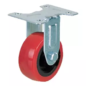 Мебельное красное колесо, диаметр 50мм, неповоротное, крепление площадка, поливинилхлорид, полипропиленовый обод, подшипник - FCpv 25