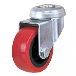 Мебельное красное колесо, диаметр 50мм, крепление под болт, поливинилхлорид, полипропиленовый обод, подшипник - SChpv 25