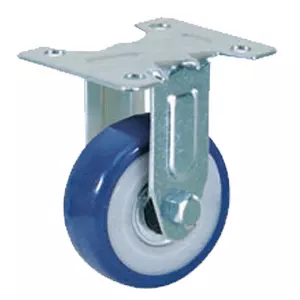 Мебельное синее колесо, диаметр 50мм, неповоротное, крепление площадка, поливинилхлорид, полипропиленовый обод, подшипник - FCv 25