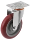 Полиуретановое аппаратное колесо 125 мм (поворотная площадка, полипропиленовый обод, двойной шарикопоподшипник) - 310125S