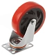 Полиуретановое красное колесо 125 мм (поворотная площадка, двойной шарикоподшипник) - 330125S